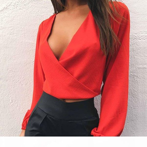 

women's open back long sleeve soft knit stretchy v neck t shirt fashion backless shirts loose blouse (red and white