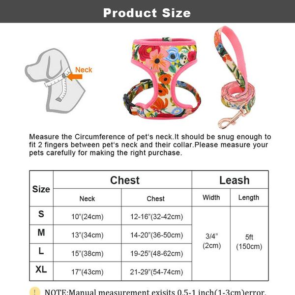 

nylon dog harness and leash set fashion printed no pull pet dog harness vest lead leashes for small medium la sqcima