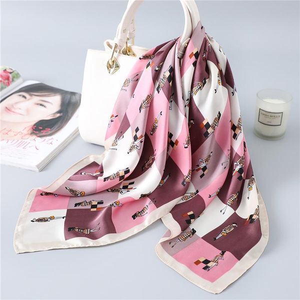 

silk square hair scarf cartoon neck female scarf head scarves wrap handkerchief bandana accessories fashion neckwear sqckhs new_dhbest, Blue;gray