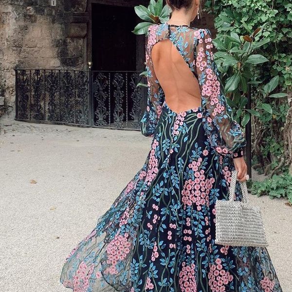 

2021 women pendulum spring summer ball party dress longuette printing color long sleeve dress beach vacation dresses, Black;gray