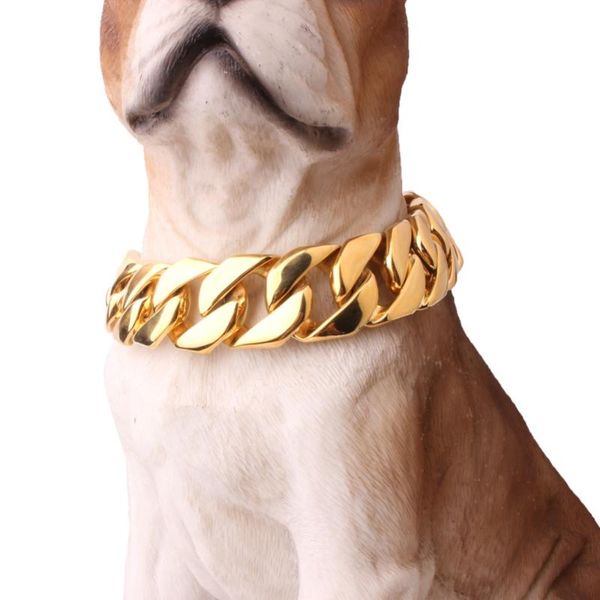 

24mm 18"-26" exaggerated 316l stainless steel gold silver color cuban pet dog chain necklaces collars choker necklace