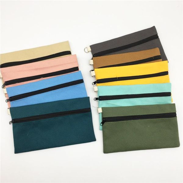 

50pcs pouches bags canvas blank zipper cases pen organizer cotton cosmetic bags makeup phone mobile pencil clutch coloful bag gosfg