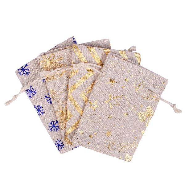 

christmas present organizer pouches gold printing natural cotton gift bag santa sachet 10pcs/lot factory direct sale can bbyxqy