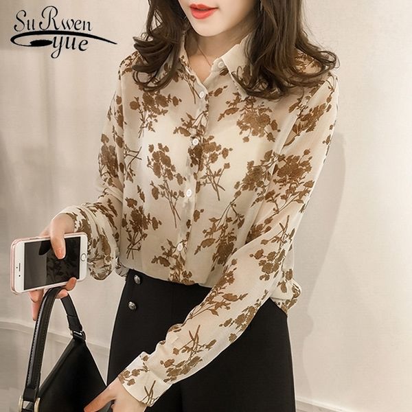 

fashion women and blouses chiffon blouse shirt long sleeve print plus size 3xl 4xl blouse women blusa feminina 1058 40 201202, White