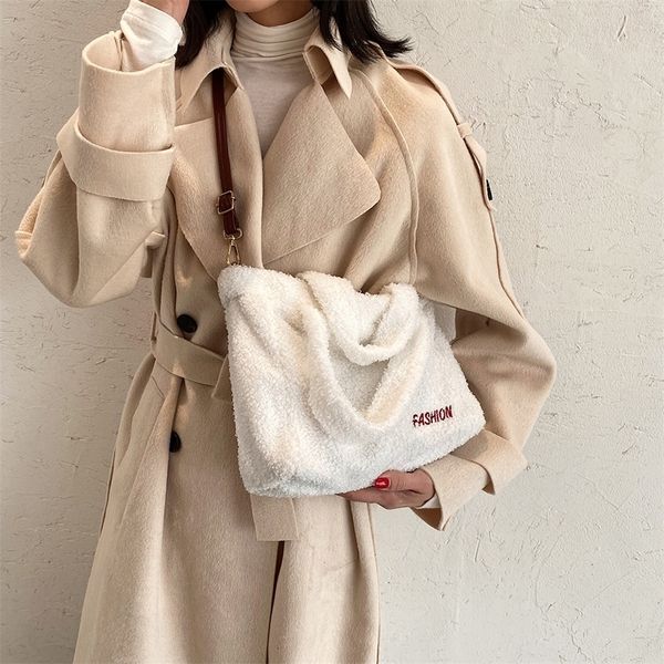 

winter plush crossbody bag women plush soft leisure large capacity casual temperament shoulder bags lightweight zipper purse