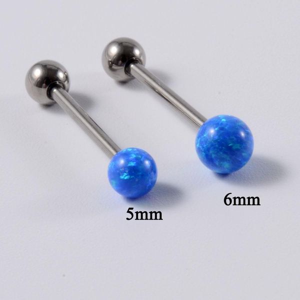 

1pc surgical steel opal tongue barbell piercing opal nipple ring screw in barbell piercings tongue piercings women jewelry q jllvyc, Silver