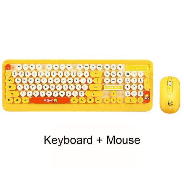 

gaming office cute punk retro round keycap cartoon wireless keyboard mouse combos