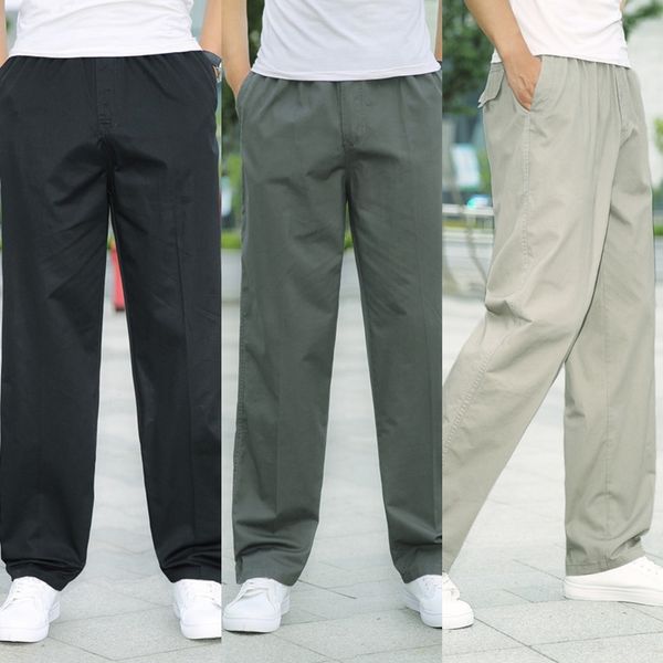 

fv2gl fattening overalls 26shz autumn and winter loose cotton elastic overalls pants men's pantswaist middle aged dad sports casual pan, Blue