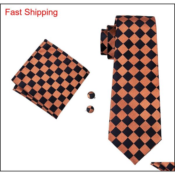 

plaid men ties classic silk tie sets orang &black necktie tie tie hankerchief cufflinks jacquard woven meeting qylnff dh_seller2010, Black;blue