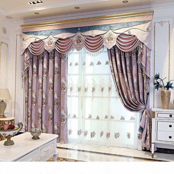 

upscale chenille jacquard european-style living room chenille curtains for bedroom luxury curtains for living room valance