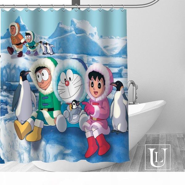 

большой продажа новый пользовательский doraemon современный душ занавес с крючки ванной водонепроницаемый полиэстер ткань