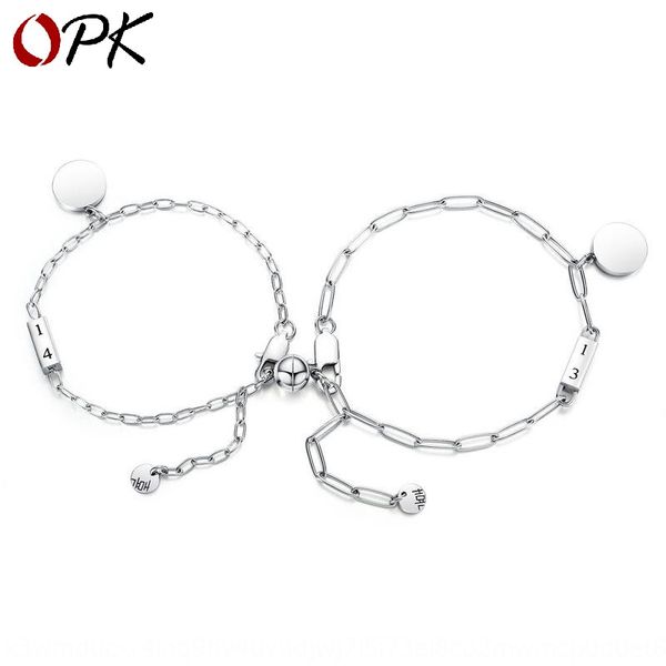 

korean version of the sen series lovers titanium steel bracelet simple and easy to build a lifetime of men and women to absorb bracelet opvm, Golden;silver