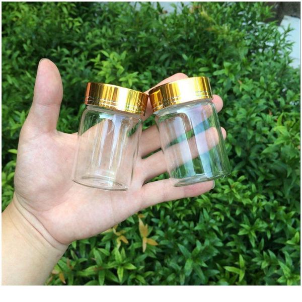 

47*70*34mm 80ml glass bottles gold screw cap empty jars glass bottles for food spice liquid candy jars 24pcs bbywma