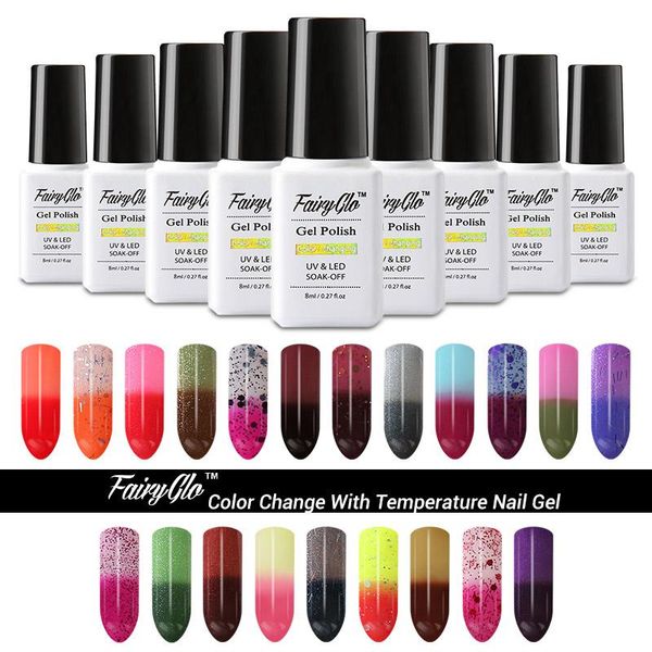 

nail gel fairyglo 8ml thermo polish temperature color change uv lacquer soak off hybrid varnishes art, Red;pink