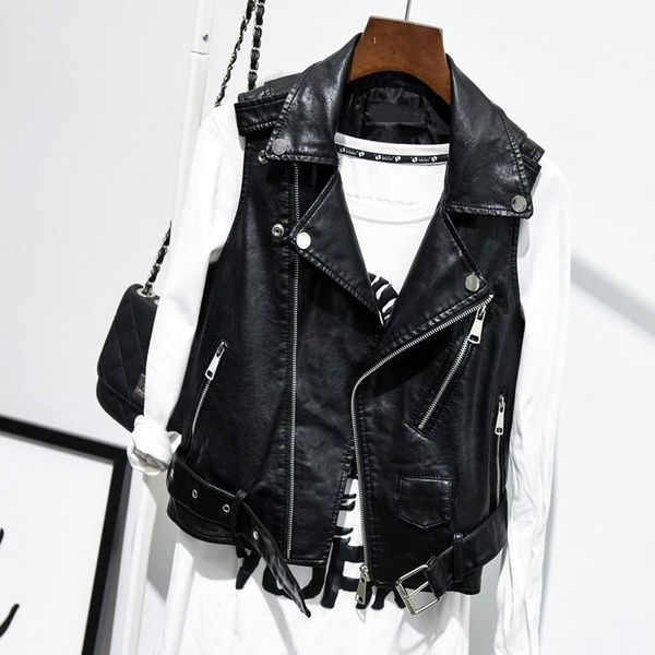 

big size 4xl fashion ladies leather jackets sleeveless black vest coat 2018 new spring autumn pu motorcycle woman casual jacket1