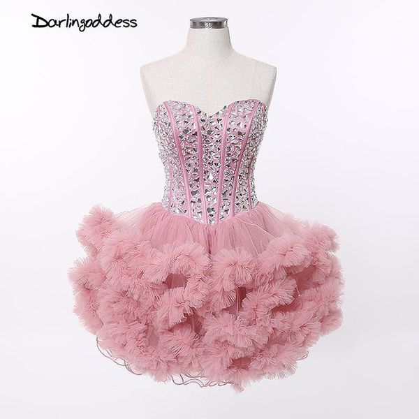 

short ball gown cocktail dresses cloud corset deep pink royal blue sleeveless rhinestone plus size puffy party dress 20171, White;black