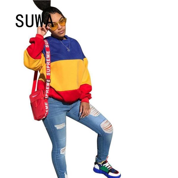 

women's hoodies & sweatshirts women color oversize hoodie 2021 harajuku plus velvet winter basic sweatshirt casual long sleeve thicken, Black