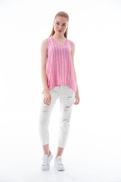 

fuchsia white striped women's tank top