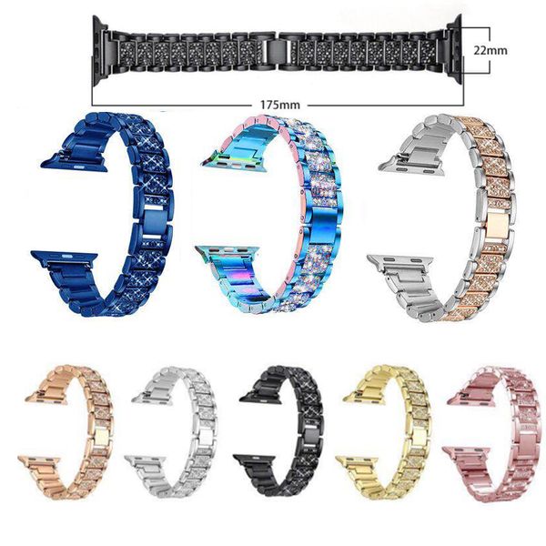 

diamond stainless steel strap watch band for iwatch 5 4 3 2 1 38/40mm,42/44mm