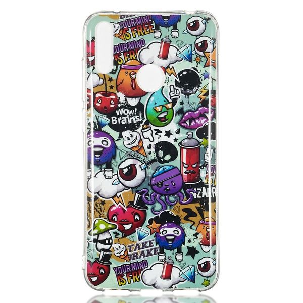 

rubbish pattern noctilucent tpu soft case for huawei y7 pro