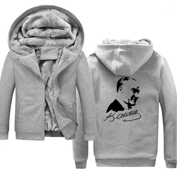 

new men hoodies male warm thick velvet solid sweatshirt mustafa kemal ataturk and print anime fashion streetwear1, Black