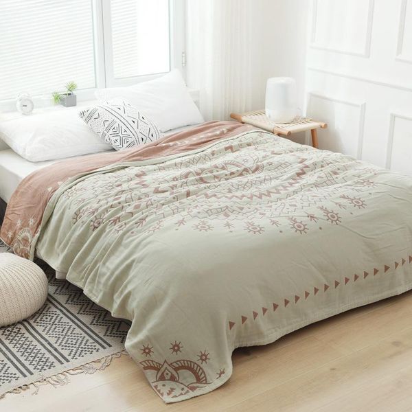

100% cotton muslin summer blanket gauze bed sofa cover chic multifunction mandala throw breathable travel blanket1