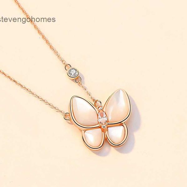 

sterling silver butterfly necklace with versatile temperament 925 rose gold collarbone sweater chain xiaozhong fritillaria pendant