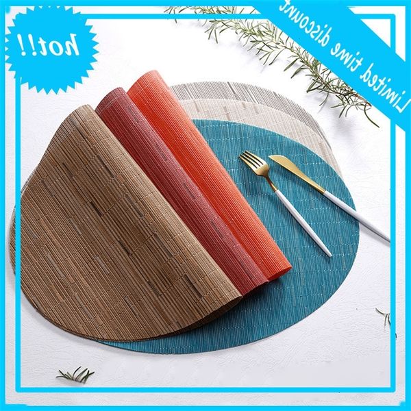 

oval pvc teslin bamboo pattern western heat insulation slip anti scald table mat