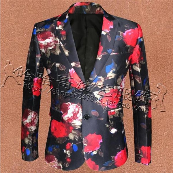 

men's suits & blazers s-5xl jacket +pants men fashion floral suit bar nightclub dj stage singer costumes male wedding presided formal d, White;black