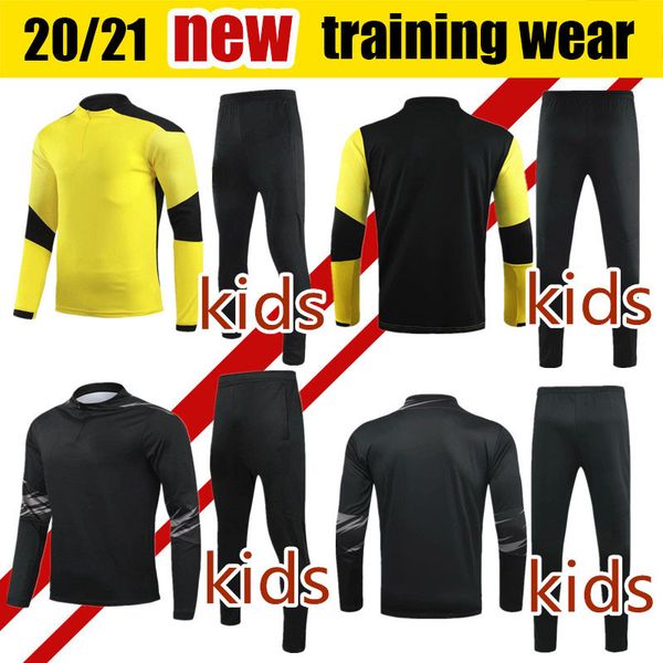 

20 21 kids sancho soccer training suit survetement sancho yellow haaland reus hazard sports wear football jacket tracksuit jogging sets, Black;yellow