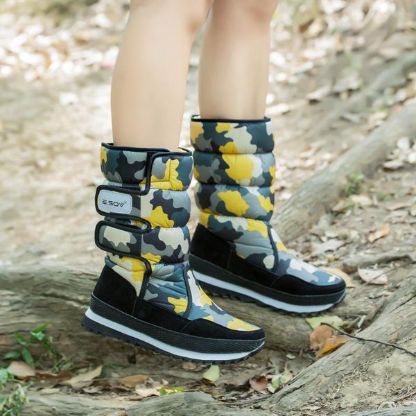 

new northeast snow boots women's mid-tube wool thick cotton boots warm cotton shoes winter outdoor waterproof and ski shoes, Black