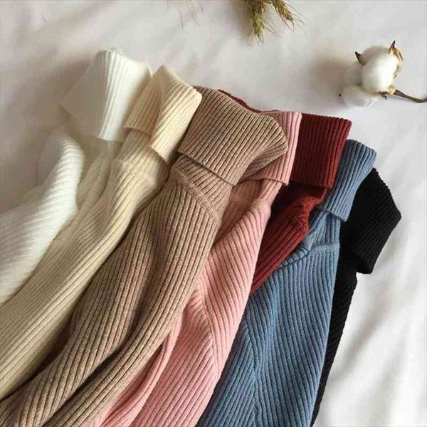 

autumn winter casual sweater women knitted ribbed pullover sweater long sleeve turtleneck slim jumper soft warm pull femme, White;black