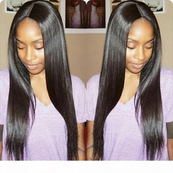 

4x4 glueless silk full lace wigs brazilian human hair full lace human hair wigs silky straight for black women, Black;brown