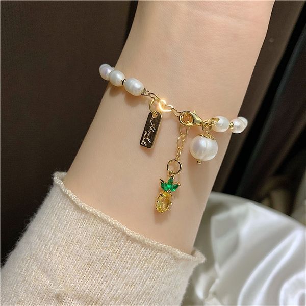 

корейский кристалл ананаса подвеска браслет чистой красный моды изысканным нерегулярные браслет рука природный жемчуг кулон природный жемчуг, Golden;silver