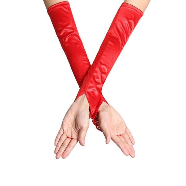 

five fingers gloves spring autumn women lace long dinner dress elastic warm driving, Blue;gray