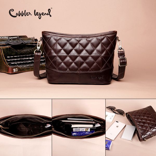 

cobbler legend genuine leather hobos bag women messenger plaid ladies crossbody bag trendy cowskin small shopping shoulder bag