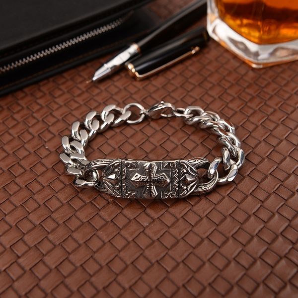 

творческий металл мода цветочный головной убор браслет моды мужские ювелирные изделия крест стрелка цветок титана стальной браслет браслет p, Golden;silver