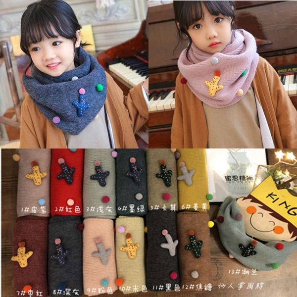 

winter creative ball cactus knitted autumn children's neckband versatile warm men's and women's wool neck cover, Red;brown