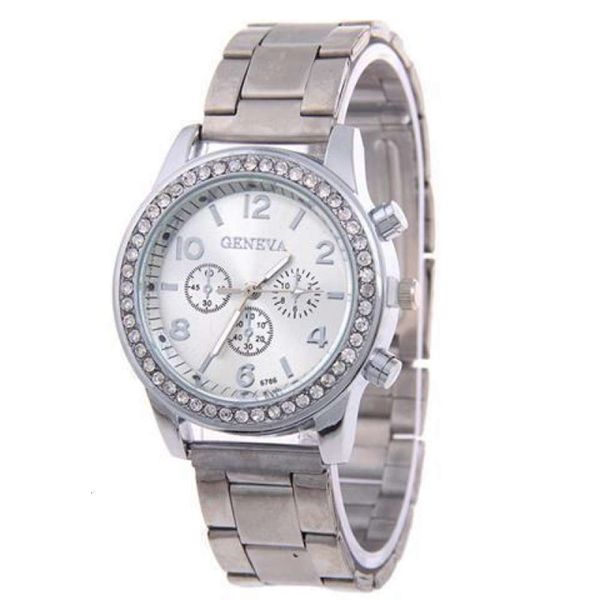 

belt luxury quartz diamond inlaid steel watch women's korean version simple fashion watch when men and women are the same, Slivery;brown