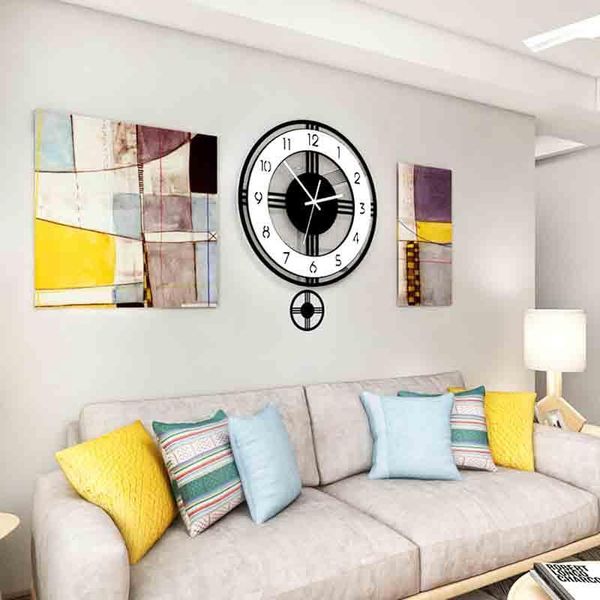 

swingable silent large wall clock modern design battery operated quartz hanging clocks home decor kitchen1