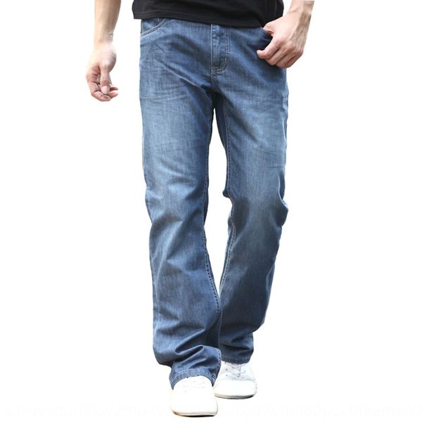 

ultra-thin men's jeans fat big loose straight wide pantsjeans wide leg pantsbig legs large size wide-leg pants plus fat men's pant, Blue