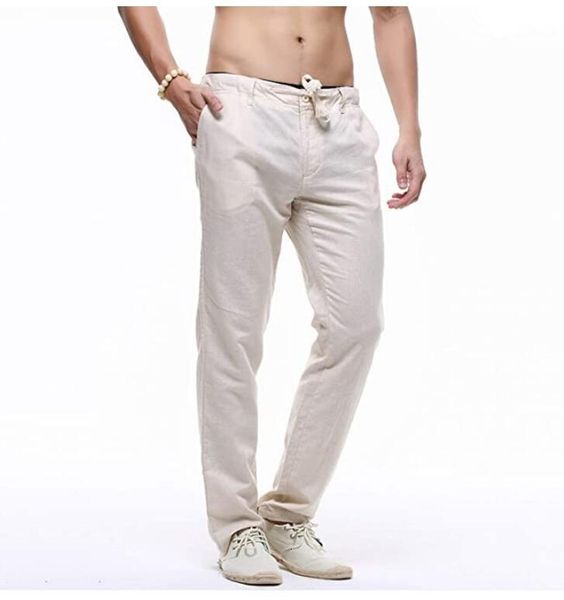 

china style spring summer new cotton and hemp men's loose large casual straight pants, Black
