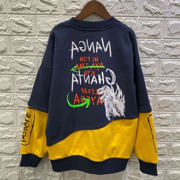 

fashion wear autumn children's winter 2020 big boys and girls' printed letter color matching pullover msgy, Black