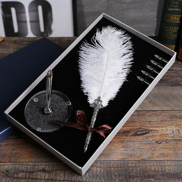 

ps190 retro calligraphy feather dip pen writing ink set quill fountain pens birthday wedding gifts fountain pen1