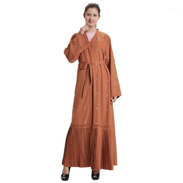 

casual muslim abaya solid color dress cardigan long robes kimono ramadan middle east thobe worship service islamic clothing 4.151, Red