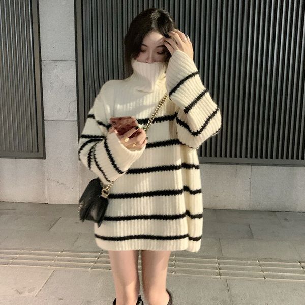 

2020 autumn new striped loose sweater + double-sided wear imitation lamb hair vest set two piece women's fashion