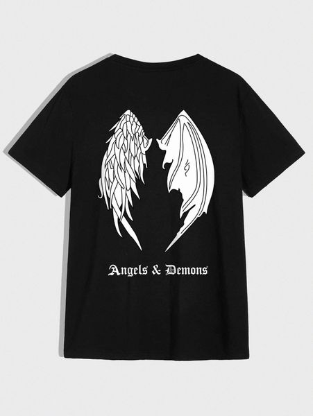 

men letter and wings print tee p4km#, White;black