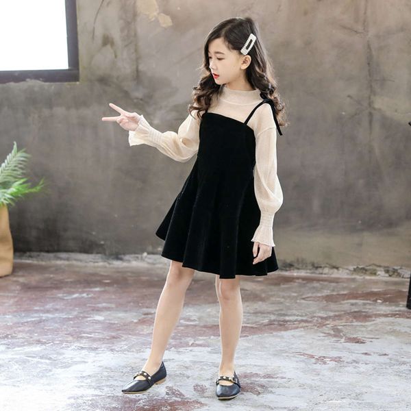 

shirt children's drs suit girls' suspender skirt two piece set new spring 2020 t3du, Red;yellow