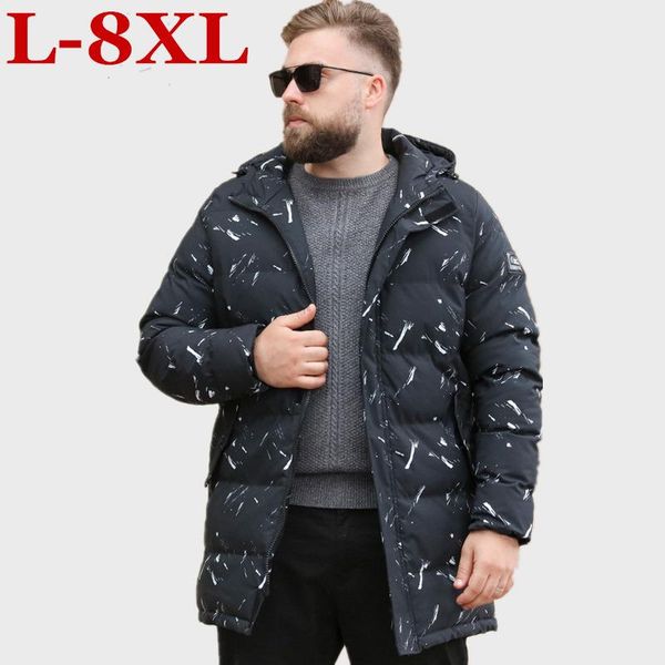 

new fashion winter jacket mens men thick casual outwear jackets men's windproof parkas plus size 8xl 7xl warm coat, Black