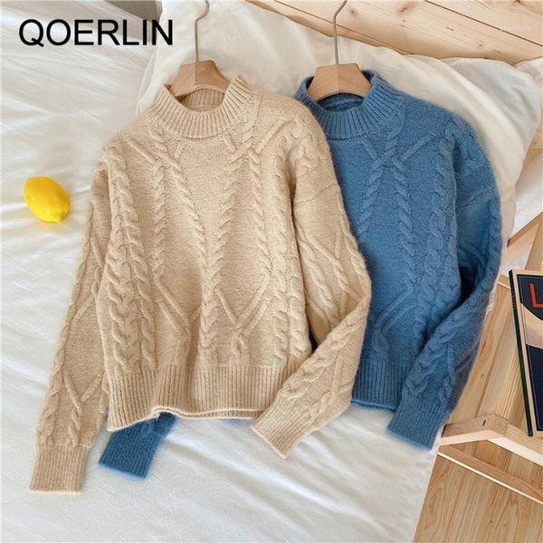 

vintage mohair sweater woman 2020 pullover soft thick thread twist sweater for fall winter loose casual mom knit pullover ladies1, White;black